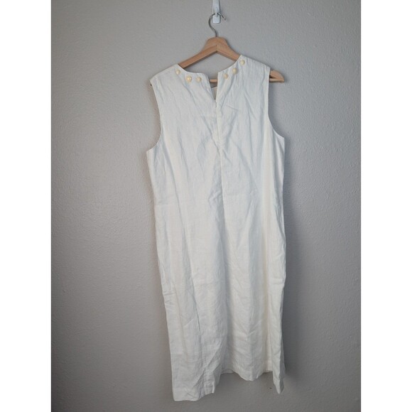 Isaac Mizrahi White Linen Dress Size 16 Summer Coastal - Picture 2 of 7